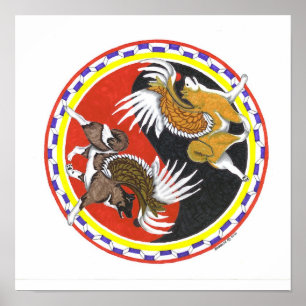 Póster akita yin y yang