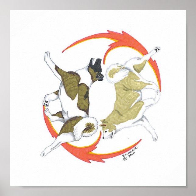 Póster akita yin y yang (Frente)
