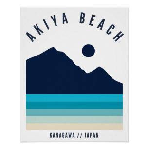 Póster Akiya Beach Kanagawa Japón Retro Vintage