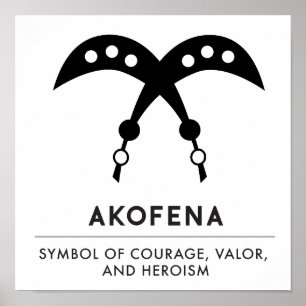 Póster AKOFENA   Símbolo Adinkra de valor y valor