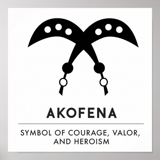 Póster AKOFENA | Símbolo Adinkra de valor y valor (Frente)