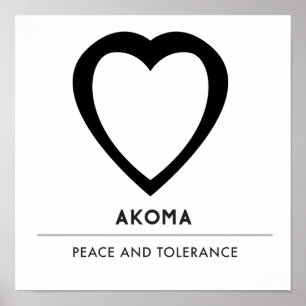 Póster Akoma   Símbolo de blanco de paciencia y toleranci