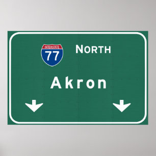 Póster Akron Ohio oh autopista interestatal Freeway :