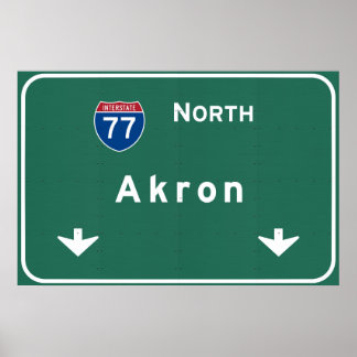 Póster Akron Ohio oh autopista interestatal Freeway :