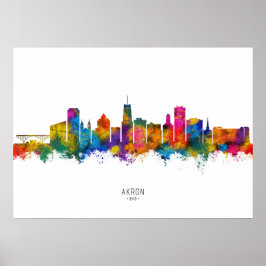 Póster Akron Ohio Skyline