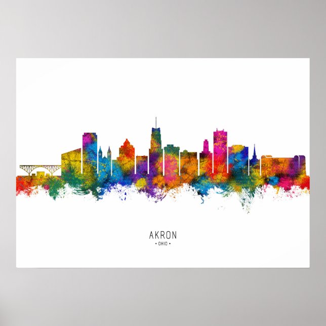 Póster Akron Ohio Skyline (Frente)