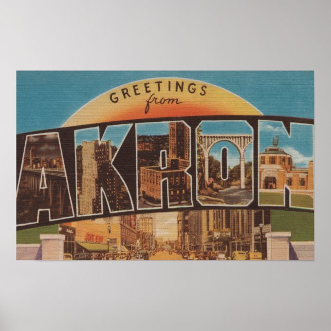 Póster Akron, OhioLarge Letter Scenes Akron, OH 2 (Frente)