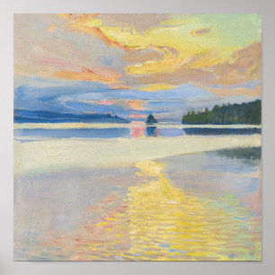 Póster Akseli Gallen-Kallela - Atardecer sobre el lago Ru