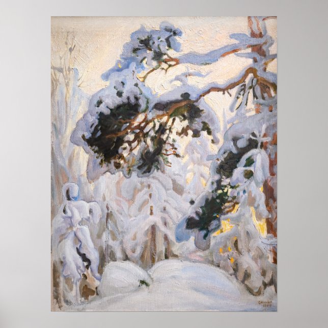 Póster Akseli Gallen-Kallela - Bosque en invierno (Frente)