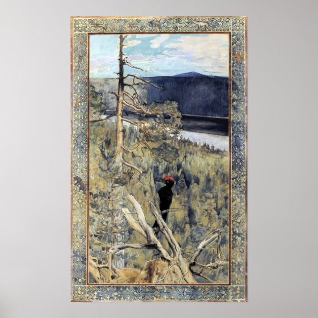 Póster Akseli Gallen-Kallela - Grandioso pájaro negro (Frente)