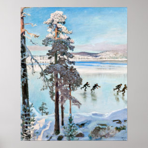 Póster Akseli Gallen-Kallela - Patinadores cerca de la or