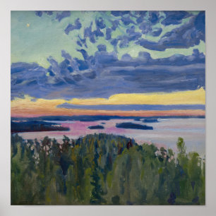 Póster Akseli Gallen-Kallela - Vista sobre un lago al ata