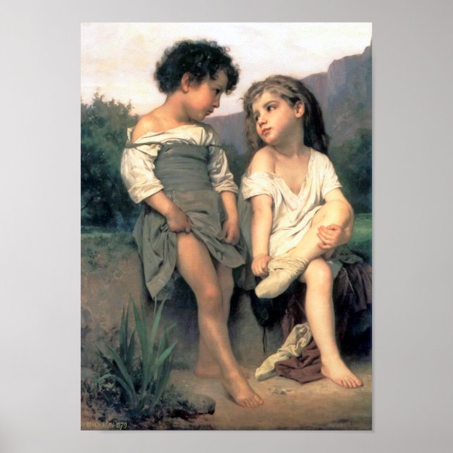 Póster Al borde del Brook, Bouguereau (Frente)
