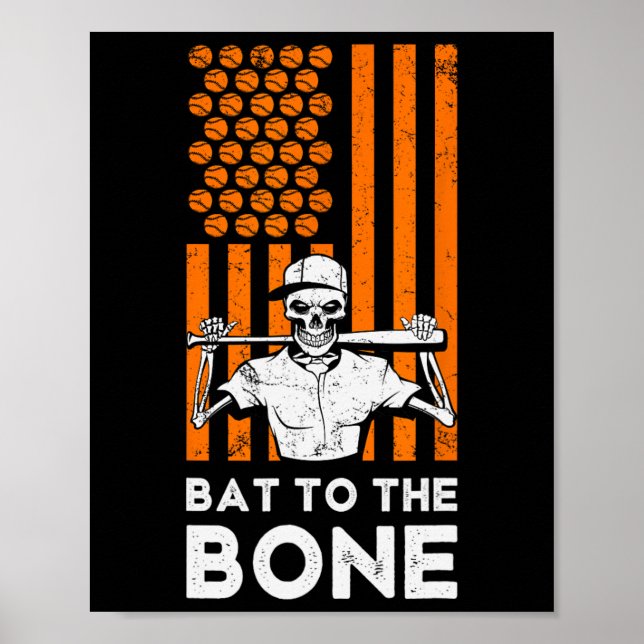 Póster Al esqueleto de béisbol Bone Halloween B (Frente)