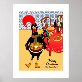 Póster Al gallo portugués le encanta el pastel de rey