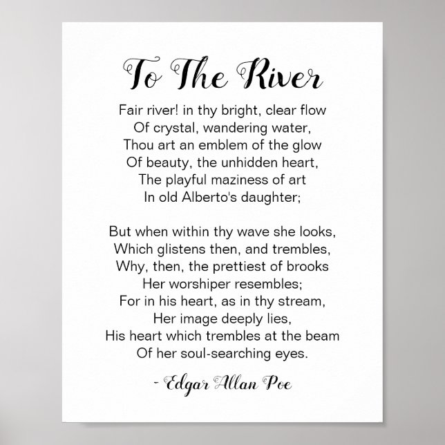 Póster Al poema del río por Edgar Allan Poe Poster (Frente)