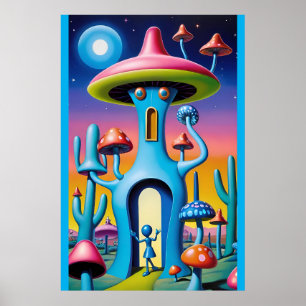 Póster Al suroeste de Mushroom Town Shroombillis