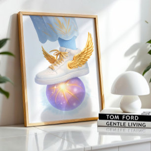 Póster Ala dorada en orb brillante