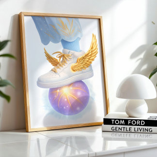 Póster Ala dorada en orb brillante