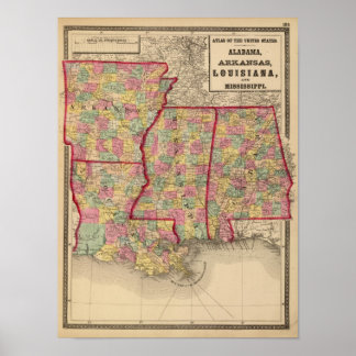 Póster Alabama, Arkansas, Luisiana y Misisipi 2