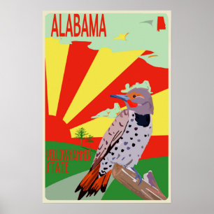 Póster Alabama, Estado de Yellowhammer, cartel de viaje