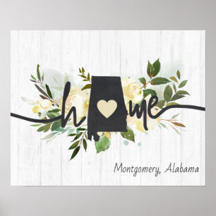 Póster Alabama Estado Personalizado Tu Ciudad Hogareña Rú