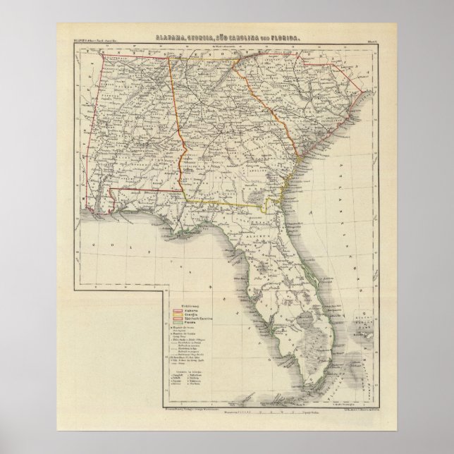 Póster Alabama, Georgia, Carolina del Sur y Florida (Frente)