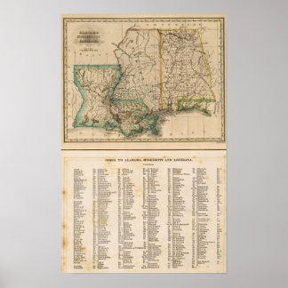 Póster Alabama, Misisipi, Luisiana