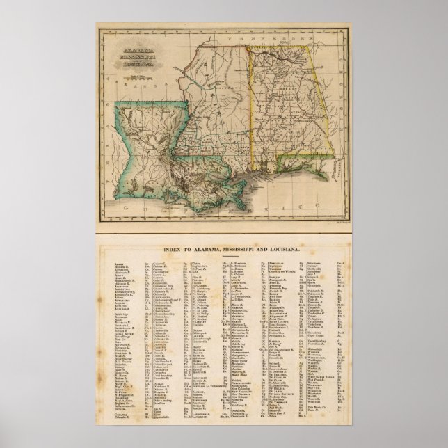 Póster Alabama, Misisipi, Luisiana (Frente)