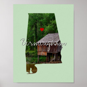Póster Alabama State Foto insertada y nombre de la ciudad