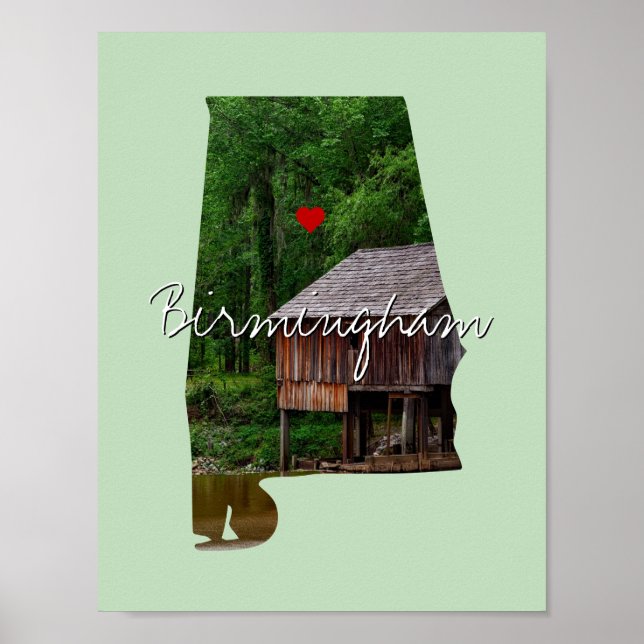 Póster Alabama State Foto insertada y nombre de la ciudad (Frente)