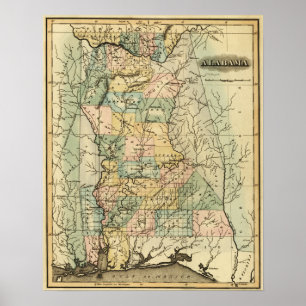 Póster AlabamaMapa PanorámicoAlabama