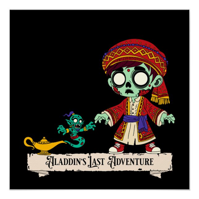 Póster Aladdín zombie y genio zombie (Anverso)