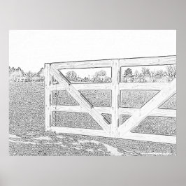 Póster Alambre de dibujo en blanco y negro