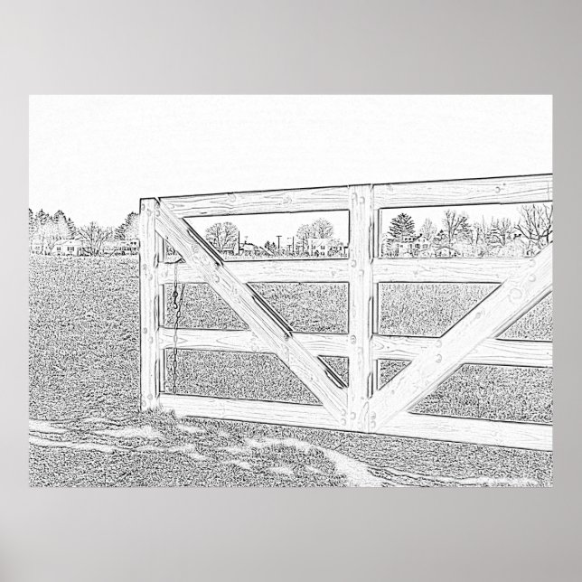 Póster Alambre de dibujo en blanco y negro (Frente)