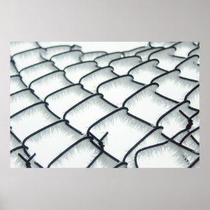 Póster Alambre de eslabón de cadenas en blanco y negro