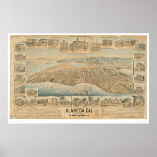 Póster Alameda, California. Mapa panorámico (0540A)