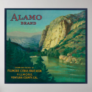 Póster Álamo LabelFillmore anaranjado, CA