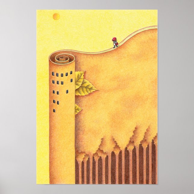 Póster Álamos y una torre. (Frente)