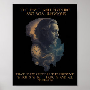 Póster Alan Watts Cita Time Illusion Clock Cosmic Mind