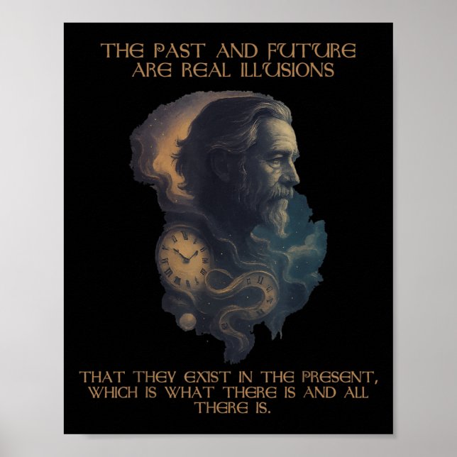 Póster Alan Watts Cita Time Illusion Clock Cosmic Mind (Frente)