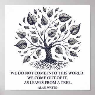 Póster Alan Watts deja la vida - Cita mística del árbol