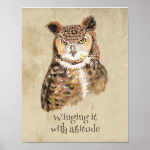 Póster Alargarlo con actitud Owl Sassy Attitude Imprimir