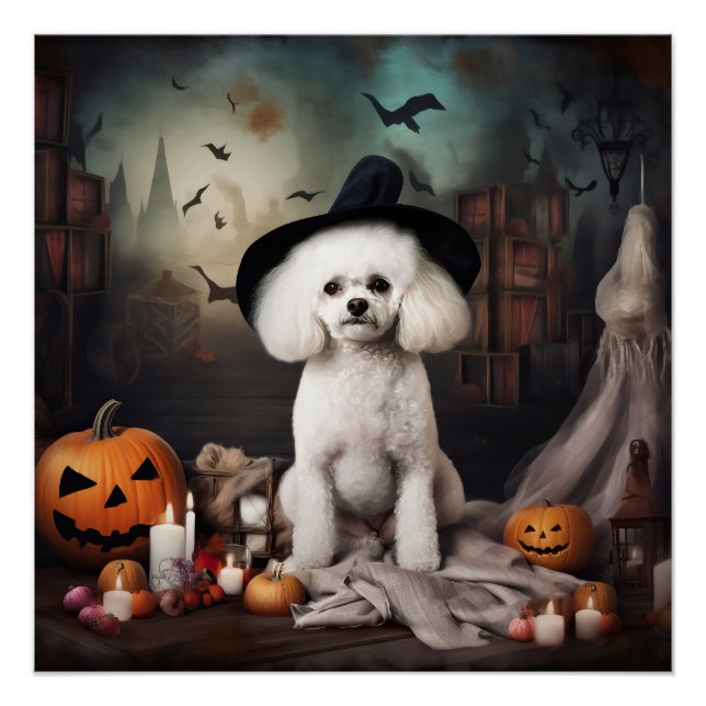 Póster Alarma de Halloween de Bichon Frise Pumpkins (Anverso)