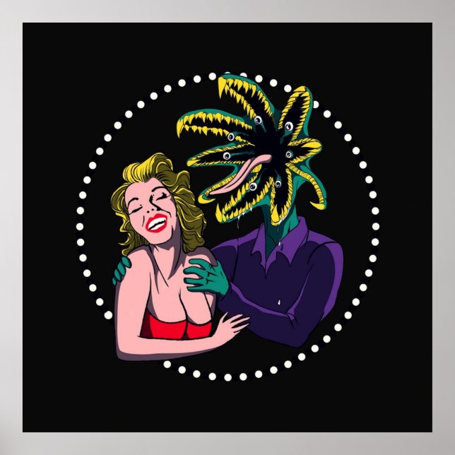 Póster Alarmante monstruo de Anime Parasite y diseño chic (Frente)