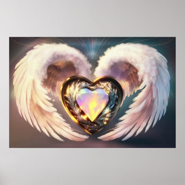 Póster *~* Alas Ángel Blanco Corazón AP78 Topaz Opal (Frente)