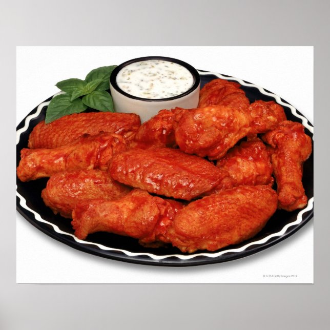 Póster Alas de búfalo con queso azul (Frente)