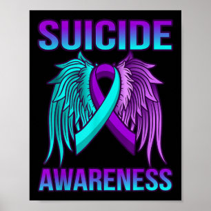 Póster Alas de Conciencia sobre Suicidio Lindo Gráfico de