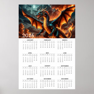 Póster Alas de Fuego: Calendario del Dragón Mitológico 20