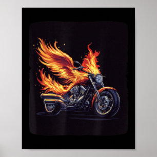 Póster Alas De Motocicleta En Las Llamas Por Quemar Bicic